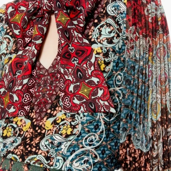 Alice + Olivia Elaina Tie Neck Paisley Blouse Size 6 - Picture 2 of 11